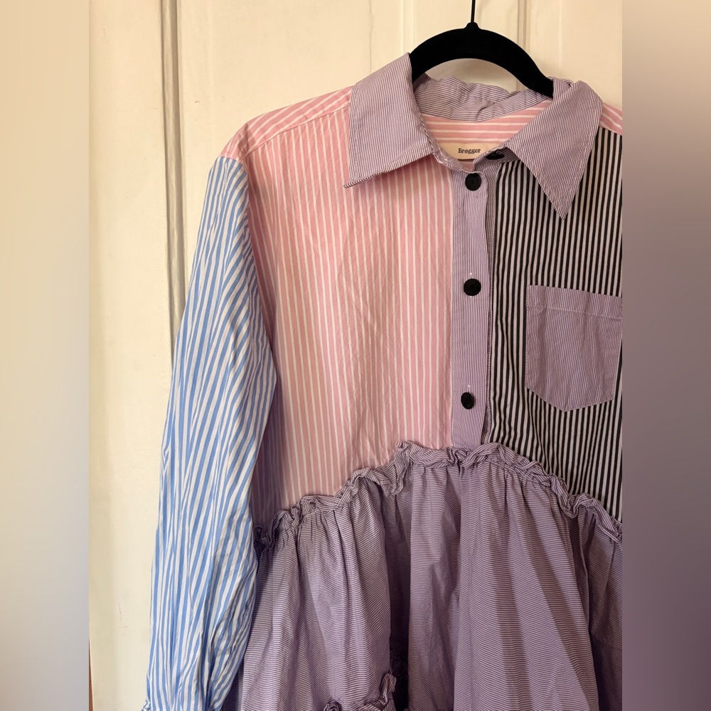 Funky Brogger Striped Patchwork Button-Up Dress - image 5